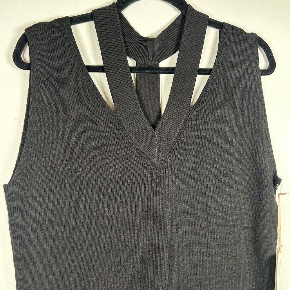 Curete Knit Black Dress NWT Minimalist Cutout Stretch Size Medium - Picture 4 of 9